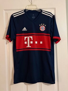 adidas Navy and Red Bayern Munich Football Jersey